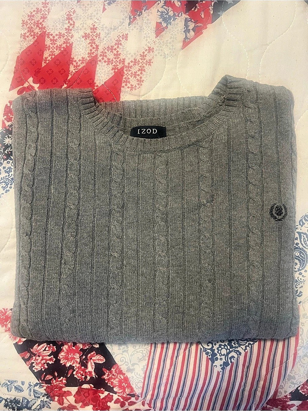 IZOD Women'Small Cable Knit Crew Neck Cotton Sweater Cable Knit Crewneck Cotton